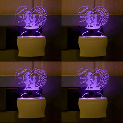 Somil 3D Illusion Effect Sweet Couple Colour Changing LED Night Lamp::Pack Of 4 Night Lamp(10 cm, Multicolor)