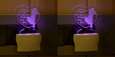 Somil 3D Illusion Effect The Love Couple Multi Colour LED Night Lamp::Pack Of 2 Night Lamp(10 cm, Multicolor)