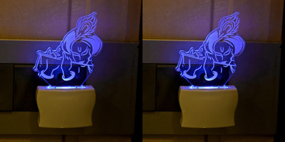 Somil 3D Illusion Effect Krishna With Bansari Multi Colour LED Night Lamp::Pack Of 2 Night Lamp(10 cm, Multicolor)
