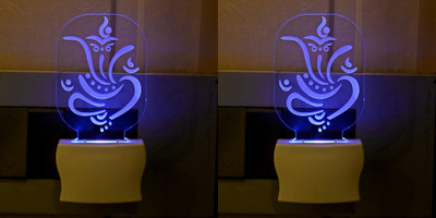 Somil 3D Illusion Effect Ganesh Ji Multi Colour LED Night Lamp::Pack Of 2 Night Lamp(10 cm, Multicolor)