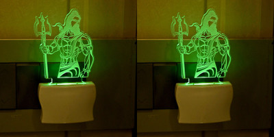 Somil 3D Illusion Effect Angry Shiv ji Multi Colour LED Night Lamp::Pack Of 2 Night Lamp(10 cm, Multicolor)