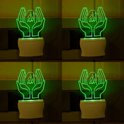 Somil 3D Illusion Effect Pray Alla Multi Colour LED Night Lamp::Pack Of 4 Night Lamp(10 cm, Multicolor)