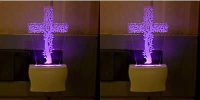 AFAST 3D Illusion Effect Cross Multi Colour LED Night Lamp, Set Of Two Night Lamp(10 cm, Multicolor)