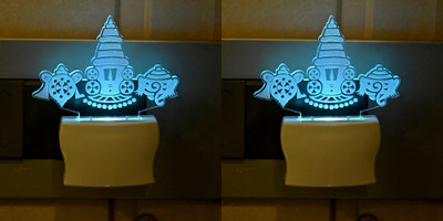 AFAST 3D Illusion Effect Tample Multi Colour LED Night Lamp, Set Of Two Night Lamp(10 cm, Blue)