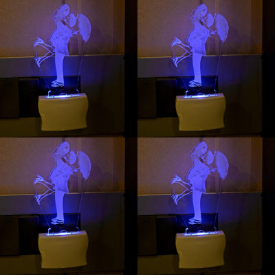 Somil 3D Illusion Effect The Cute Couple Multi Colour LED Night Lamp::Pack Of 4 Night Lamp(10 cm, Multicolor)