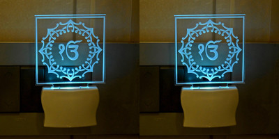 AFAST 3D Illusion Effect Ek Onkar Multi Colour LED Night Lamp, Set Of Two Night Lamp(10 cm, Multicolor)