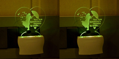 AFAST 3D Illusion Effect The Loveing Couple Multi Colour LED Night Lamp, Set Of Two Night Lamp(10 cm, Multicolor)