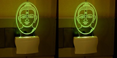 Somil 3D Illusion Effect Budh Face Multi Colour LED Night Lamp::Pack Of 2 Night Lamp(10 cm, Multicolor)