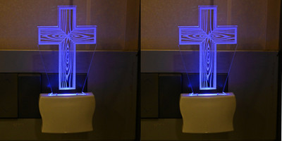 Somil 3D Illusion Effect The Cross Multi Colour LED Night Lamp::Pack Of 2 Night Lamp(10 cm, Multicolor)
