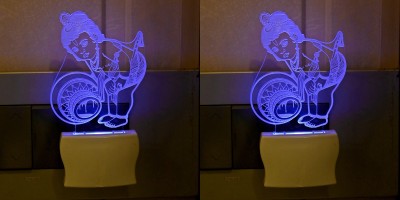 Somil 3D Illusion Effect Makanchor Krishna Multi Colour LED Night Lamp::Pack Of 2 Night Lamp(10 cm, Multicolor)