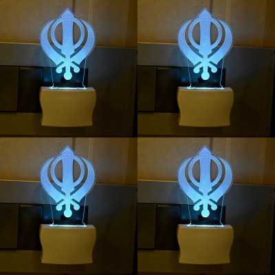 AFAST 3D Illusion Effect Sikhism Khanda Multi Colour LED Night Lamp, Set Of Four Night Lamp(10 cm, Multicolor)