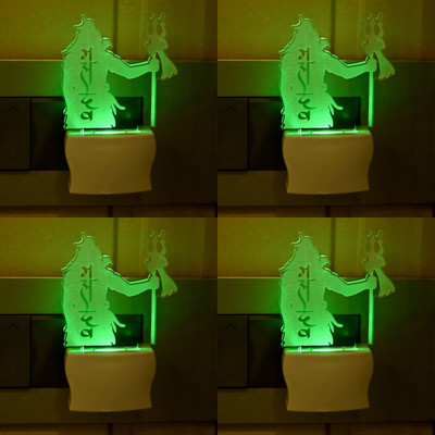 AFAST 3D Illusion Effect Mahadev Multi Colour LED Night Lamp, Set Of Four Night Lamp(10 cm, Green)