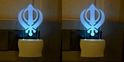 Somil 3D Illusion Effect Sikhism Khanda Multi Colour LED Night Lamp::Pack Of 2 Night Lamp(10 cm, Multicolor)