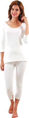 Epoxy Premium Winter Wear 3/4 Sleeves Off white Women Top - Pyjama Set Thermal