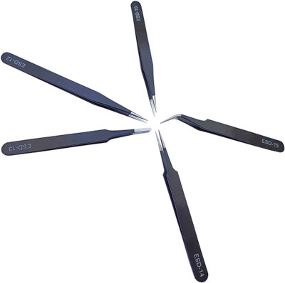 Inditrust Professional 5pc Tweezer set for Mobile/Gadget/Laptop/Jewellery Repair