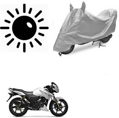 Atulit enterprises Waterproof Two Wheeler Cover for TVS(Apache RTR 180, Silver)