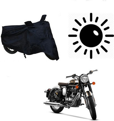 Mdstar Waterproof Two Wheeler Cover for Royal Enfield(Classic Chrome, Black)