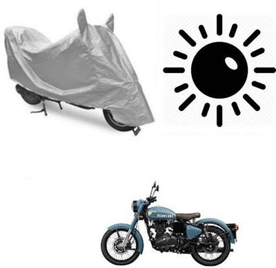 dashark Waterproof Two Wheeler Cover for Royal Enfield(Classic 350, Silver)