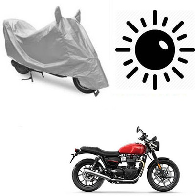 SRENTERPRISES Two Wheeler Cover for Triumph(Twin spark, Silver)