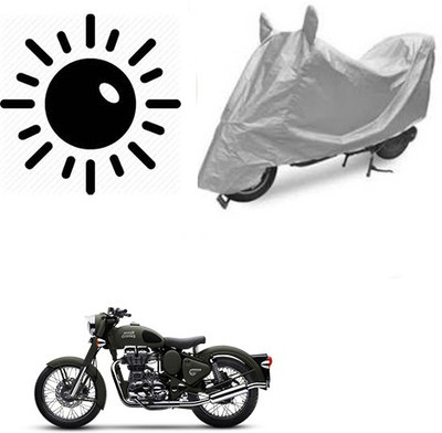 Atulit enterprises Waterproof Two Wheeler Cover for Royal Enfield(Battle, Silver)