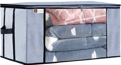 Unicrafts Underbed Storage Bag Storage Organizer Blanket Storage Bag for Wardrobe Organizer Blanket Cover with a large Transparent Window and Side Handles Pack of 1 Pc Grey UB_Grey1(Grey)