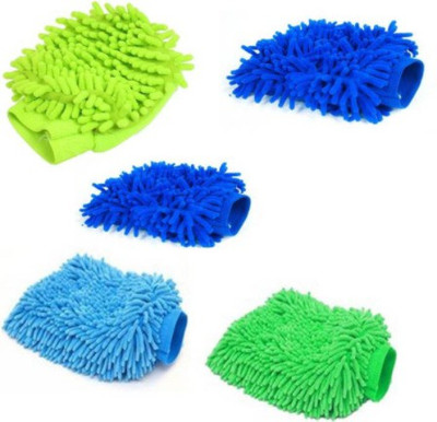 SBTs Microfiber Vehicle Washing  Hand Glove(Pack Of 5)