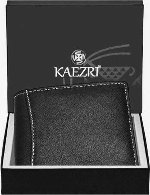 KAEZRI Men Black Genuine Leather Wallet(6 Card Slots)