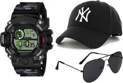 DKERAOD Watch & Sunglass Combo(Black)