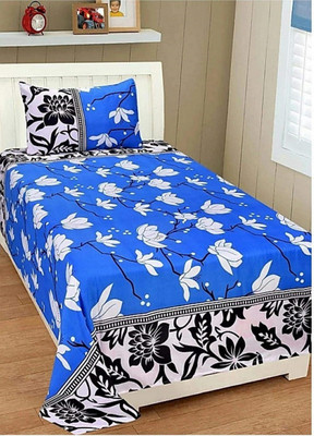 IKAYANA 140 TC Polycotton Single 3D Printed Flat Bedsheet(Pack of 1, DESIGN 19)