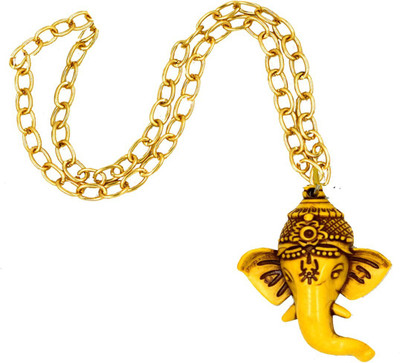 AFH Lord Ganesh First Pray Golden plated Car Mirror Charm Decorative Hanging Ornament Car Hanging Ornament(Pack of 1)
