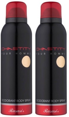 RASASI Chastity Pour Homme Deodorant pack of 2 Body Spray  -  For Men & Women(200 ml, Pack of 2)