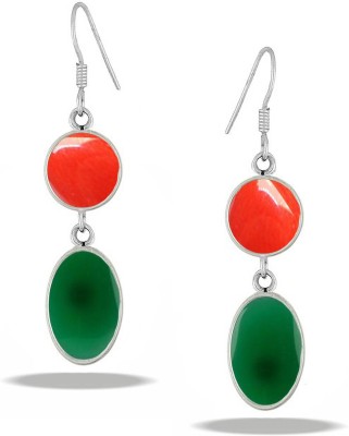 PeenZone 92.5 Coral, Onyx Sterling Silver Drops & Danglers