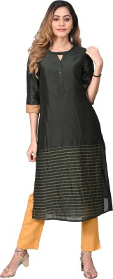 Parinita Women Printed Straight Kurta(Dark Green)