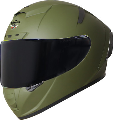 Steelbird SA-2 7Wings Super Aeronautics Full Face Helmet Motorbike Helmet(Matt Battle Green with Smoke Visor)