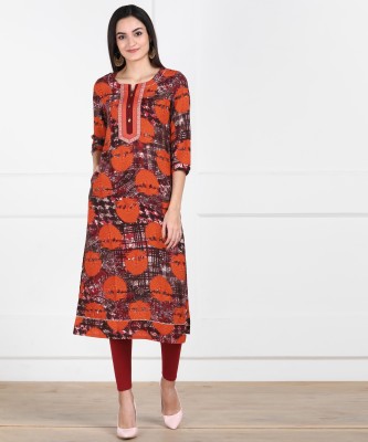 Zewran Women Printed Straight Kurta(Multicolor)