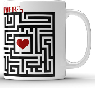 Unbounded Company Follow Your Heart White Ceramic Coffee Mug(325 ml)