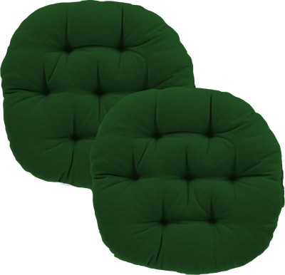 Daddy Cool Cotton Solid Chair Pad Pack of 2(Dark Green)