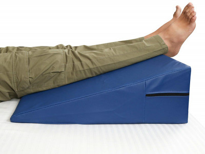 METRON MultiPurpose Bed Wedge Pillow for Leg Elevation for Sleeping | Special Rexine Removable Outer Cover | Foam Solid Orthopaedic Pillow Pack of 1(Blue)