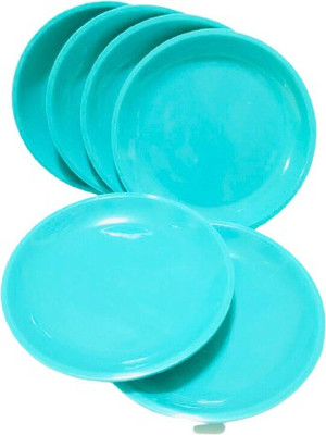 Everbuy Unbreakable Stackable Dishwasher Safe Toxin Free Microwave Safe Food Grade Virgin Plastic (Sea Green Color ) Round Half Plate Set For Home Kitchen Party Restauran