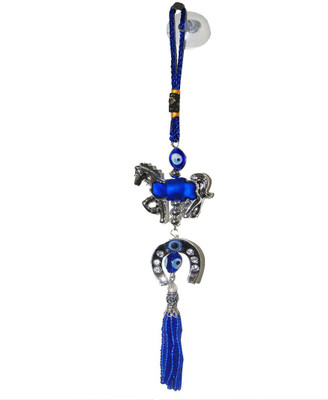 59% OFF on DivyaMantra Car Decoration Rear View Mirror Hanging Accessories Evil Eye with Horse Shoe Protection Amulet Decorative Showpiece - 23 cm(Glass, Blue)