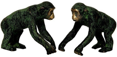 53% OFF on Aesthetic Decors Chimpanzee Running Pair Antique Decorative Showpiece - 6.4 cm(Marble, Black, Green)