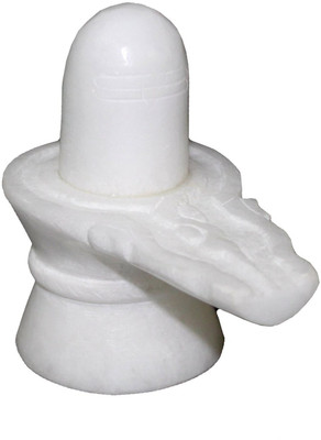 Anshul Fashion Home Pooja Purpose Marble White Shivling Decorative Showpiece  -  12 cm(Stone, White)