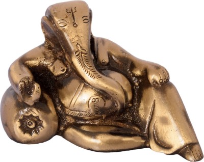 eCraftIndia Lord Ganesha With Masand  Decorative Showpiece  -  6 cm(Brass, Brown)