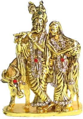 Swarnim Jewellers Radha Krishna Decorative Showpiece  -  7.6 cm(Brass, Gold)