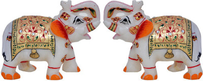54% OFF on Vaah Marble Elephant Pair Decorative Showpiece - 10.16 cm(Stone, Multicolor)