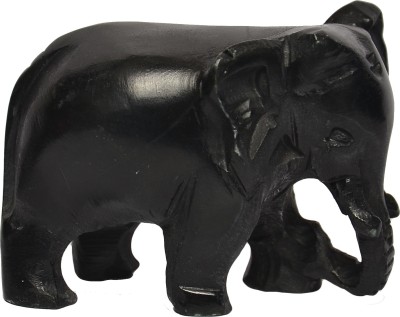 Artist Haat Natural black stone Elephant Sculpture Hand Carved Decorative Showpiece  -  6 cm(Stone, Black)