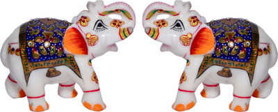 72% OFF on Vaah Marble Elephant Pair Decorative Showpiece - 10.16 cm(Stone, Multicolor)