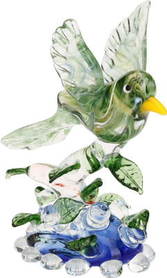 AFAST Afast Beautiful Crystal Glass Bird Ready To Fly On A Tree Figurine Decorative Showpiece  -  9 cm(Glass, Multicolor)
