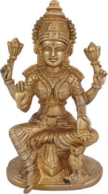 ARIHANT CRAFT Hindu Goddess Lakshmi Idol Laxmi statue Maa Lakshmi Sculpture Hand Work Decorative Showpiece  -  16.8 cm(Brass, Yellow, Gold)