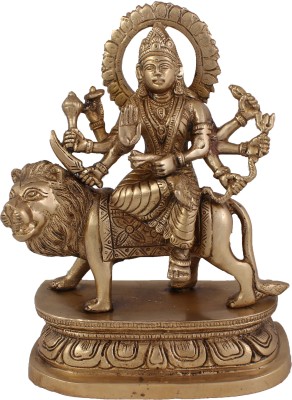 ARIHANT CRAFT Hindu Goddess Durga Idol Maa Sherawali Statue Maa Kali Sculpture Hand Work Decorative Showpiece  -  20.3 cm(Brass, Yellow, Gold)